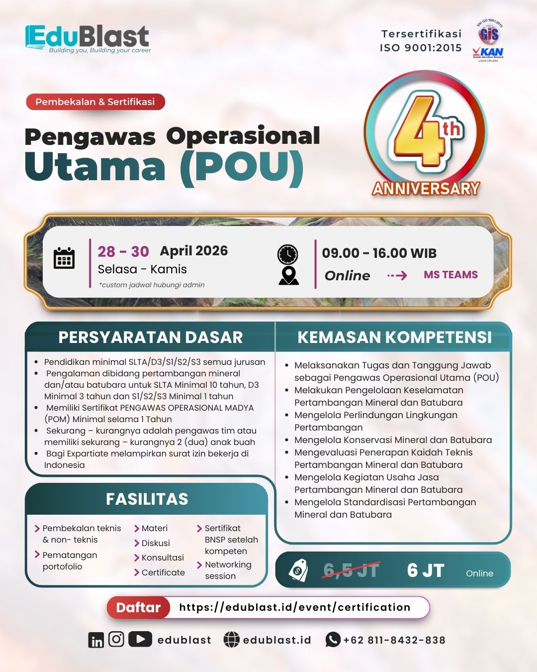 Pembekalan dan Sertifikasi Pengawas Operasional Utama (POU)