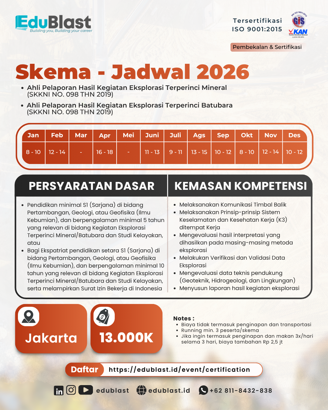 Pembekalan dan Sertifikasi Ahli Pelaporan Hasil Kegiatan Eksplorasi Terperinci Mineral